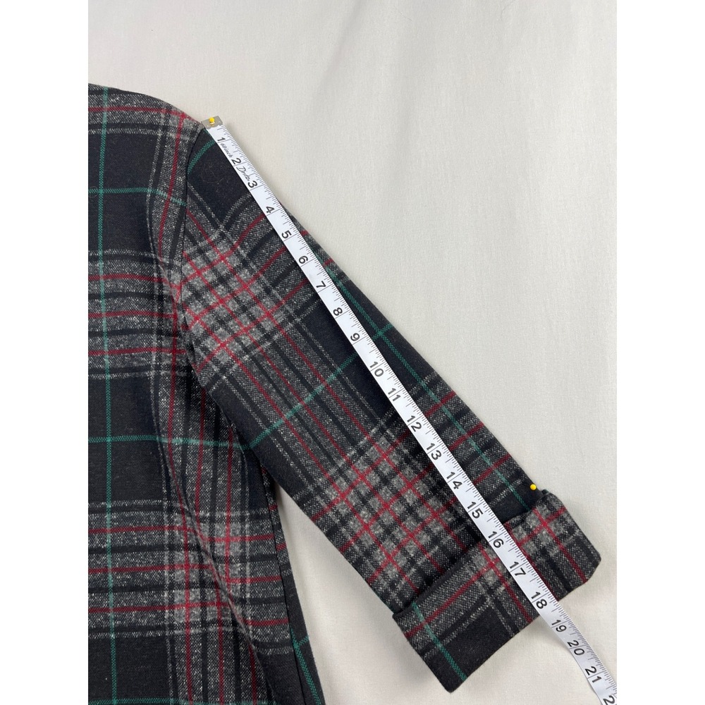 Parsley & Sage Plaid Cardigan Jacket Women S Asymmetrical Black Green 3/4 Sleeve - Picture 6 of 8
